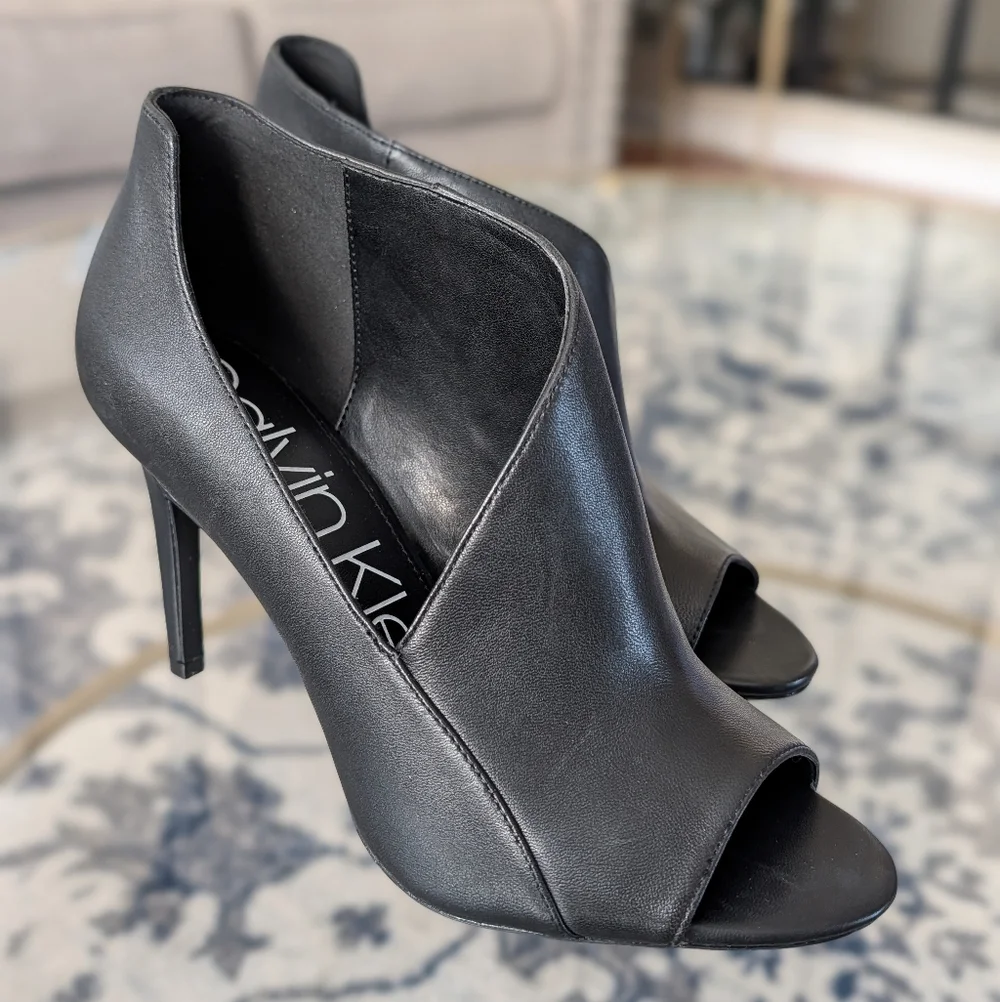 Calvin Klein Black Open-Toe Booties Size 8 - Picture 1 of 5